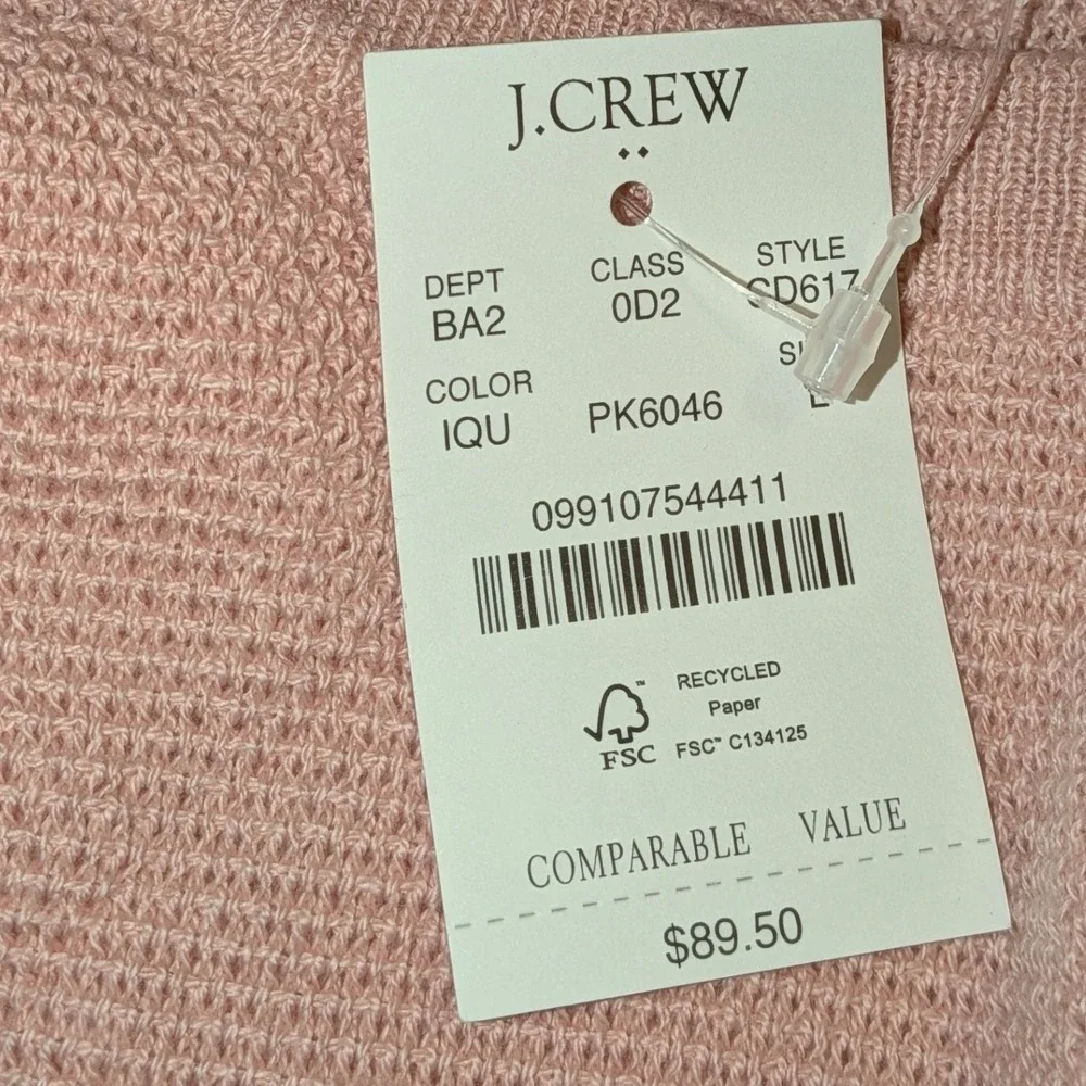 J. Crew Mens Cotton Knit Crew Neck Long‎ Sleeve Sweater, Size L NWT $89